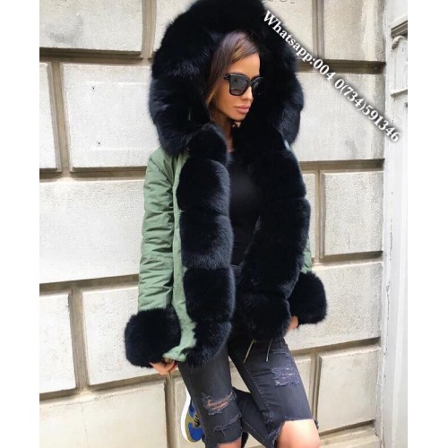 Mr and Mrs italy parka camouflage Black fox fur